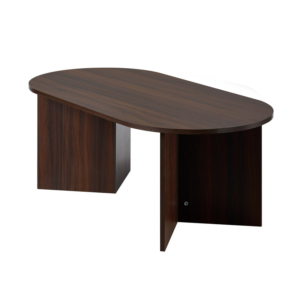 Walnut Timber Oval Coffee Table Sofa End Table
