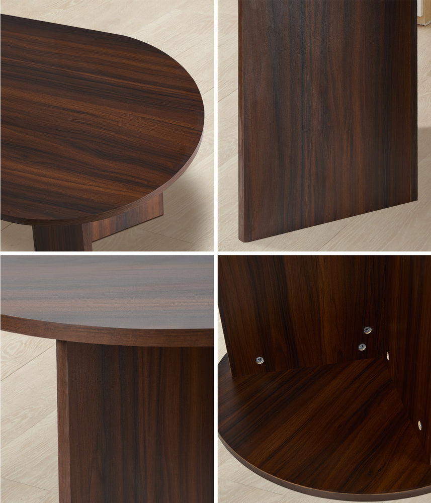 Walnut Timber Oval Coffee Table Sofa End Table