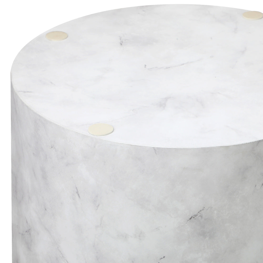 Set of 2 White Marble Effect Round Coffee Tables