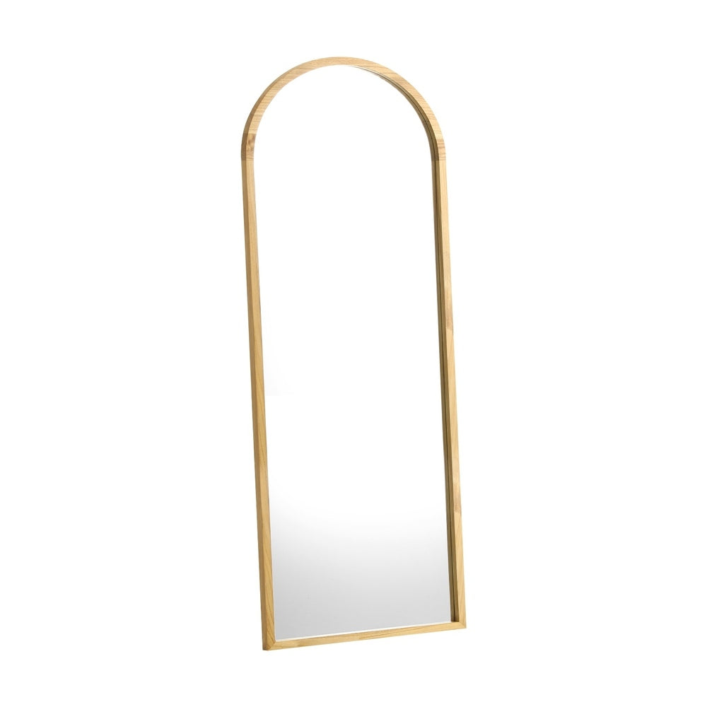 Light Brown Arched Wooden Full Length Mirror