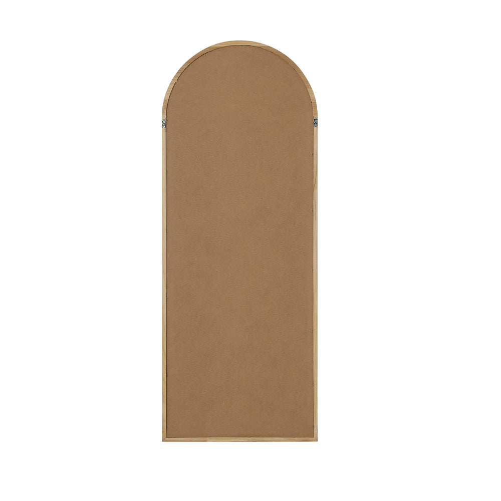 Light Brown Arched Wooden Full Length Mirror