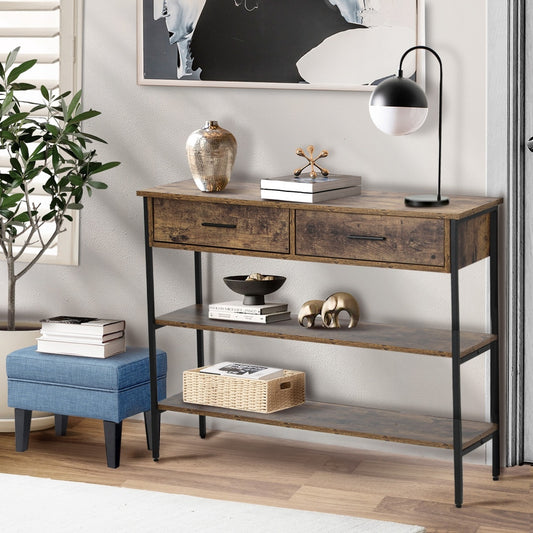 Rustic Hallway Console Table with Two Drawers.