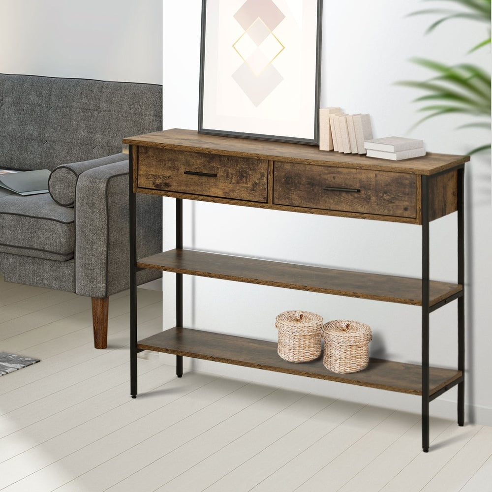 Rustic Hallway Console Table with Two Drawers.
