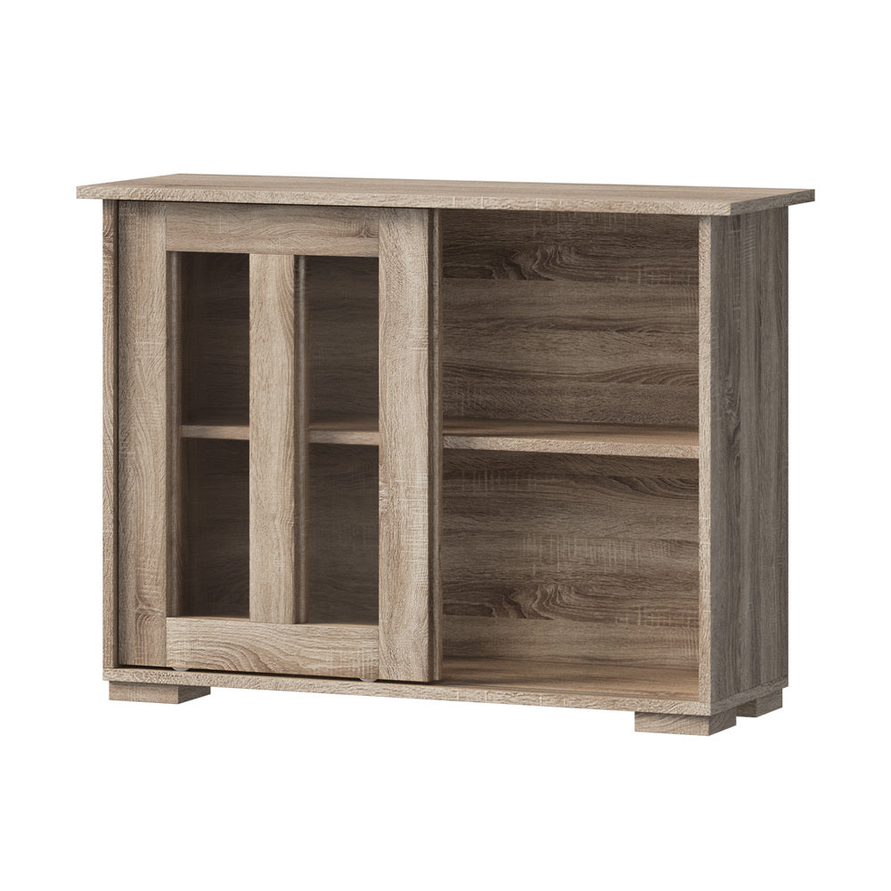 Lucia Natural Sideboard Buffet with Glass Sliding Door.