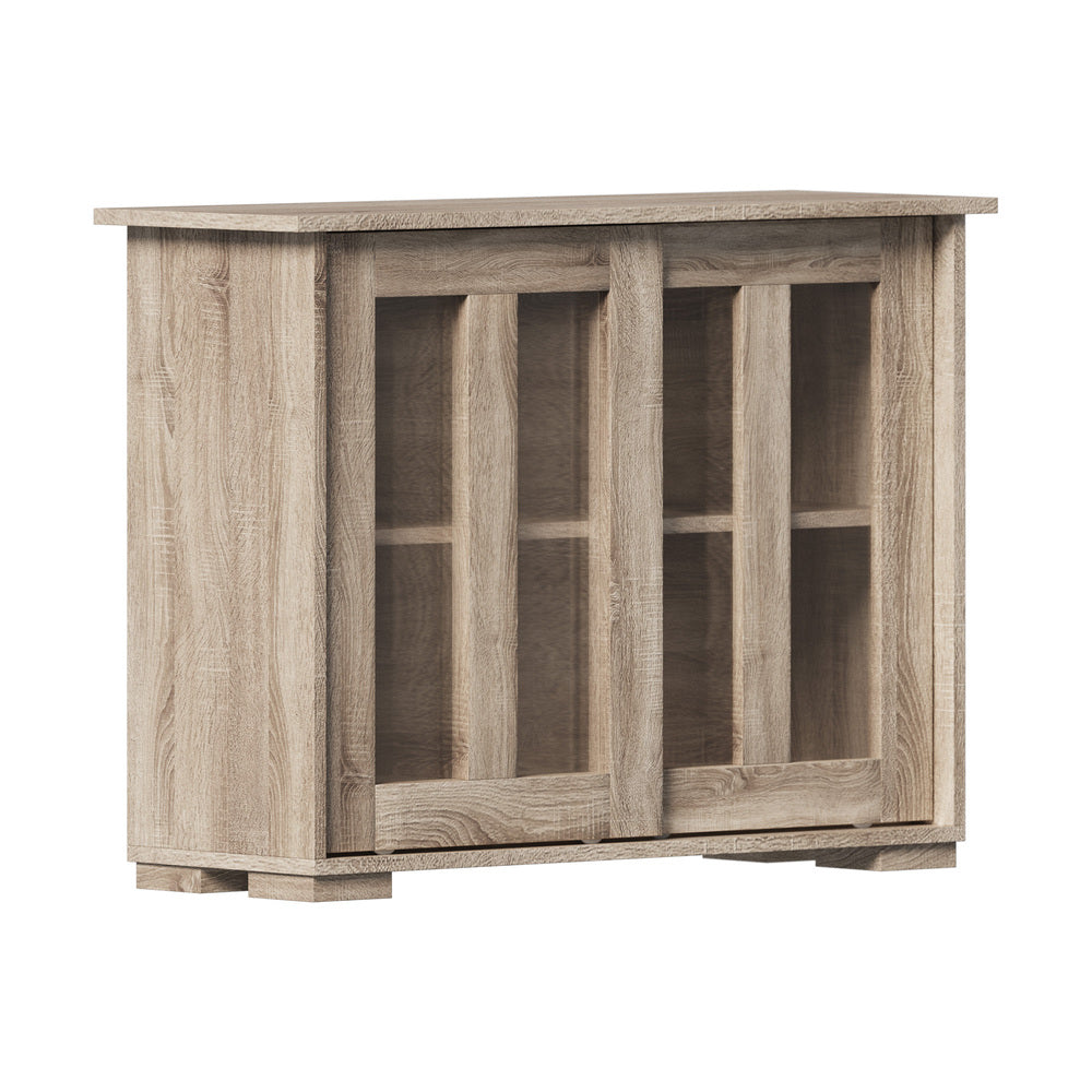 Lucia Natural Sideboard Buffet with Glass Sliding Door.