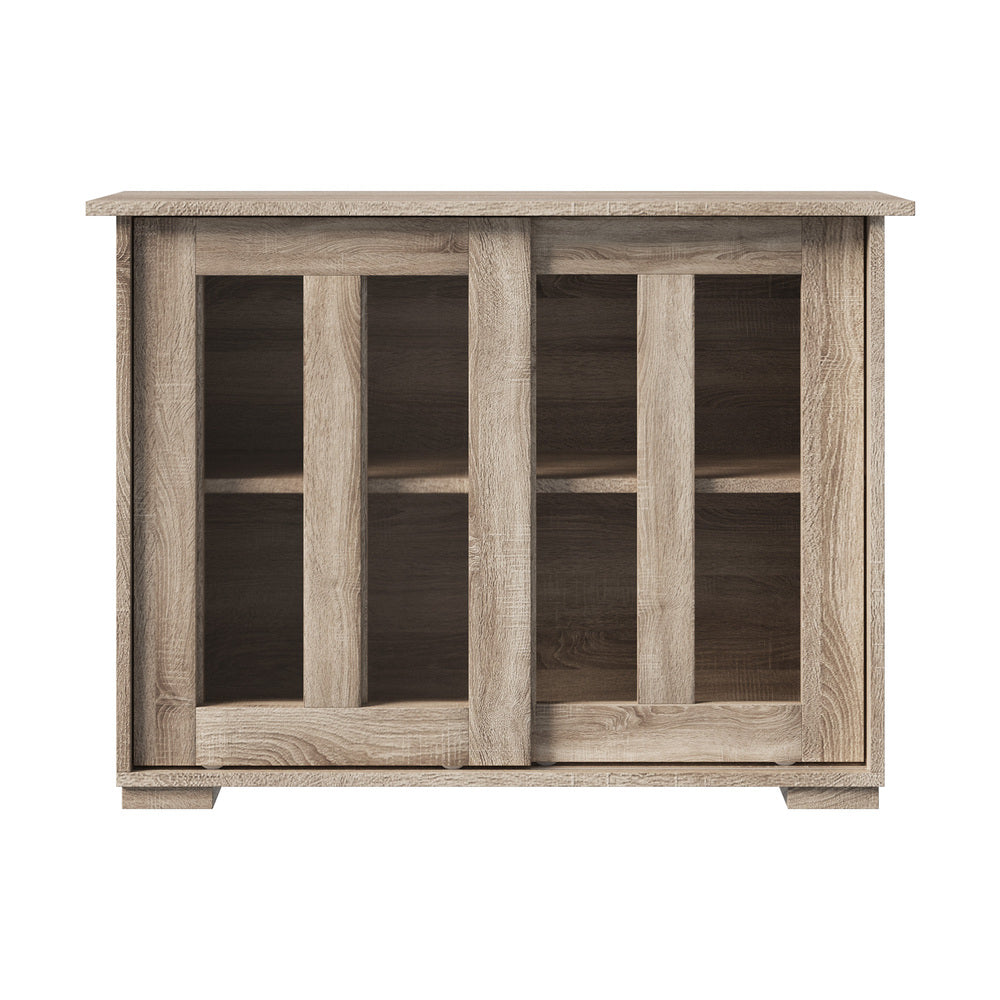 Lucia Natural Sideboard Buffet with Glass Sliding Door.