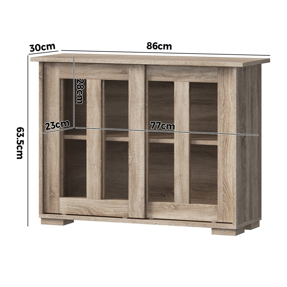 Lucia Natural Sideboard Buffet with Glass Sliding Door.