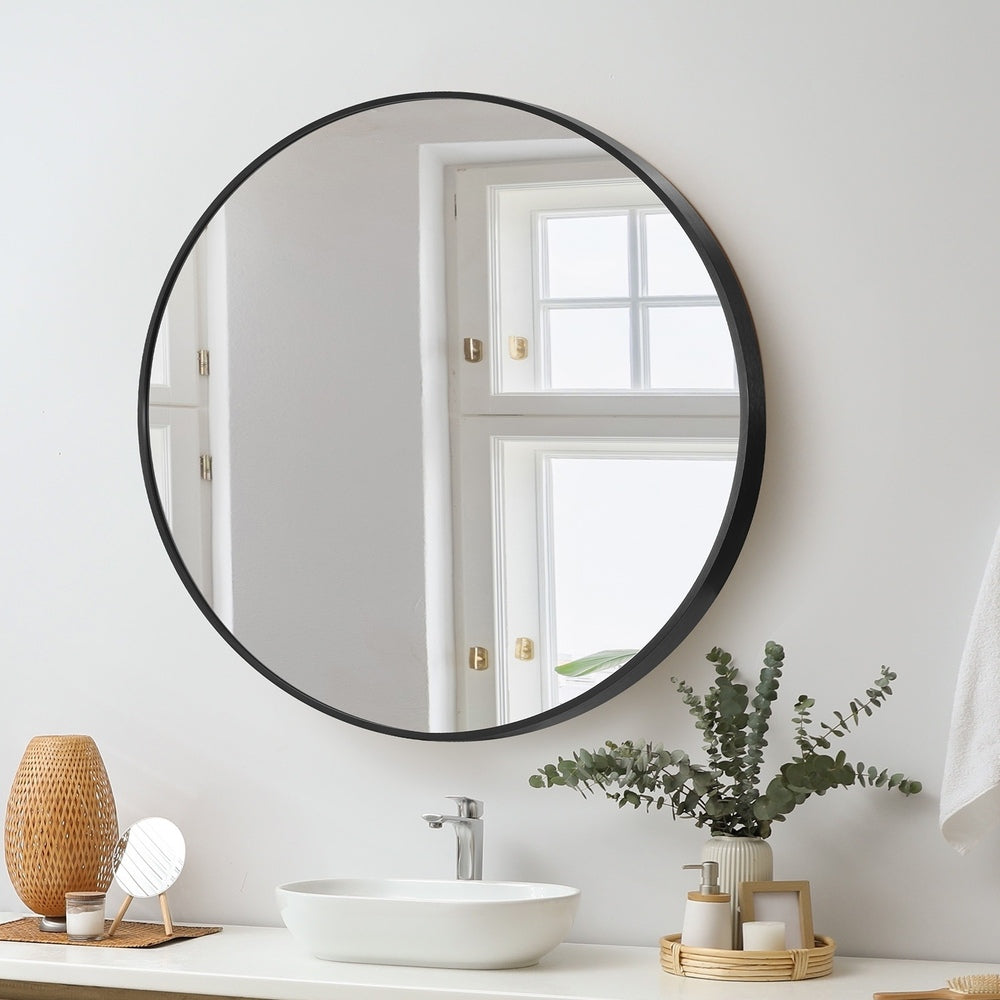 70cm Round Black Wall Mirror