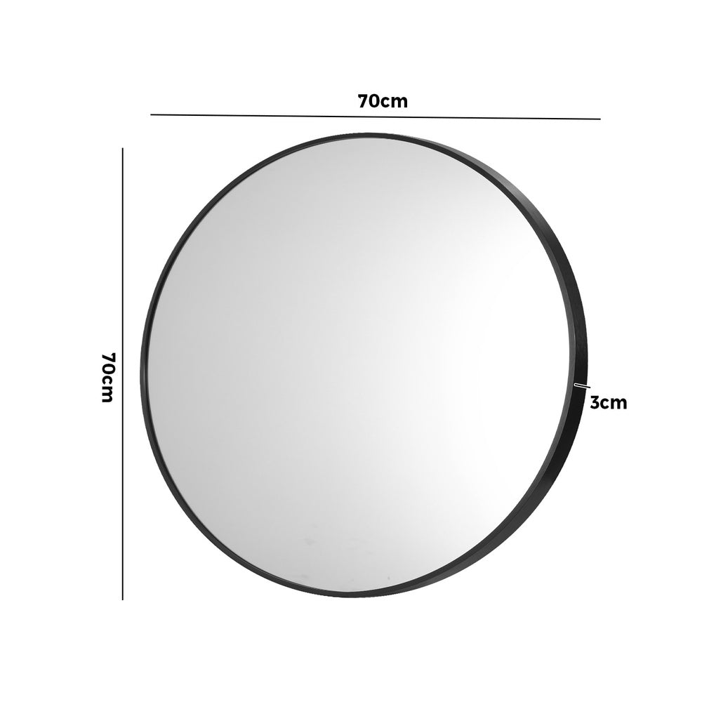70cm Round Black Wall Mirror