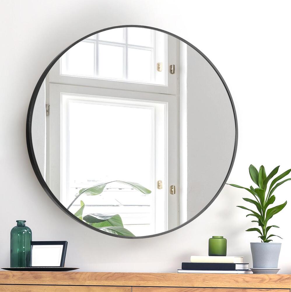 70cm Round Black Wall Mirror