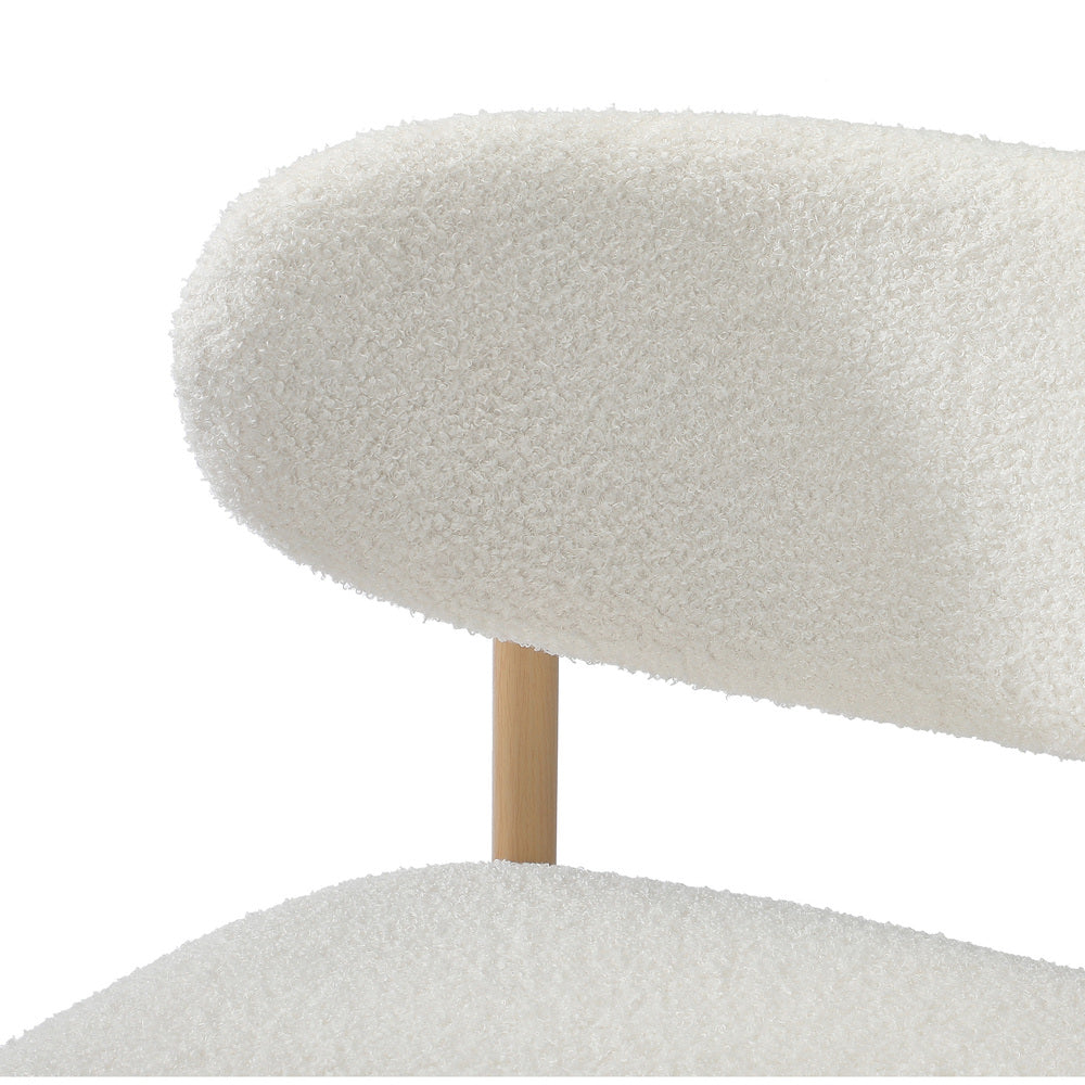 Set of 4 Natural White Boucle Fabric Bar Stools