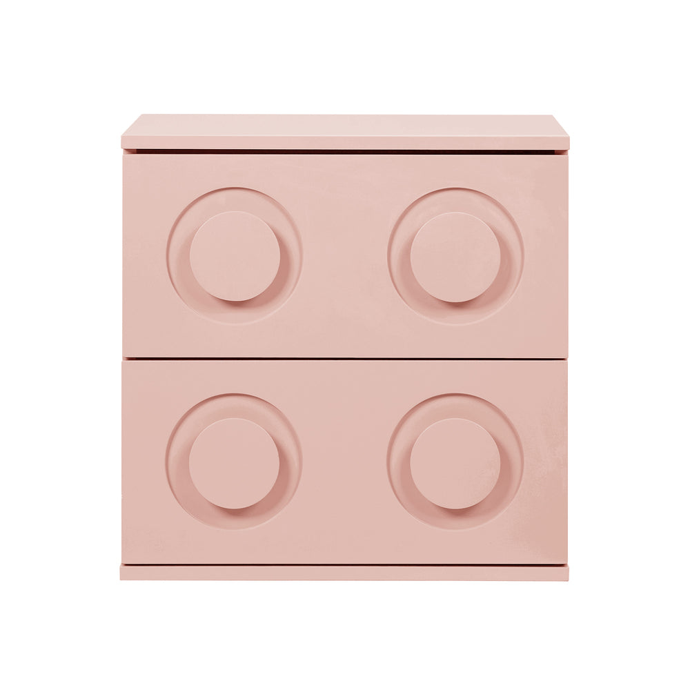 Pink Bedside Table Nightstand with Two Drawers Storage Cabinet