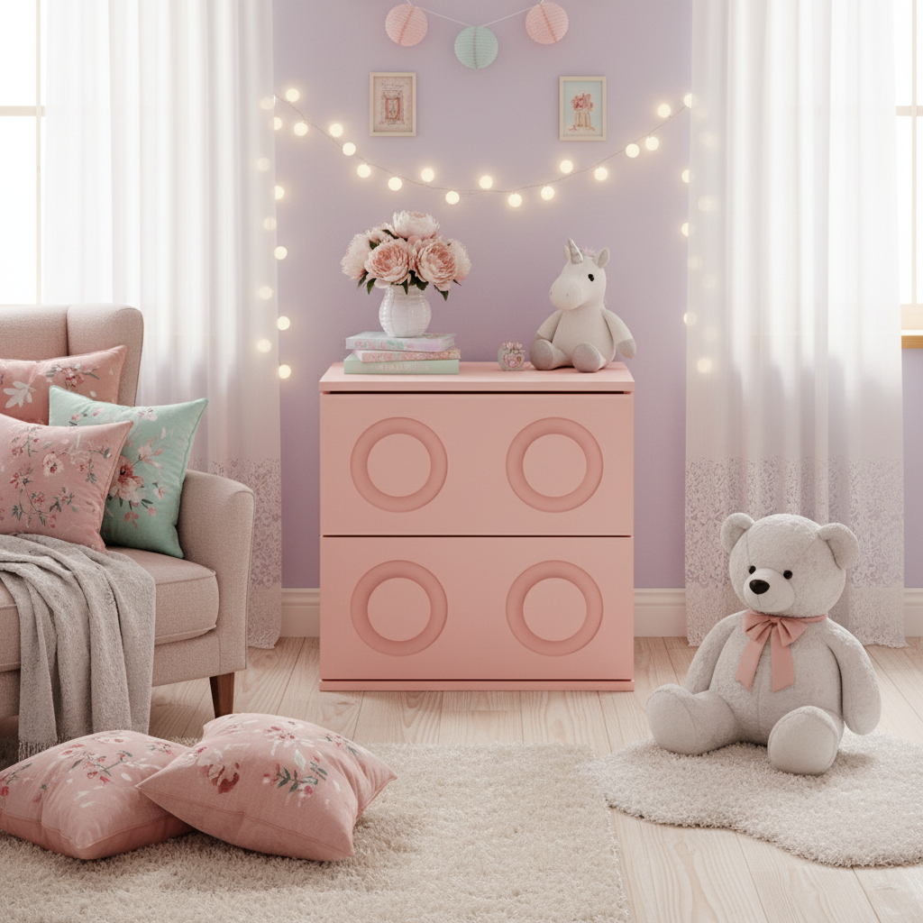 Nella Pink Bedside Table Nightstand with Two Drawers Storage Cabinet