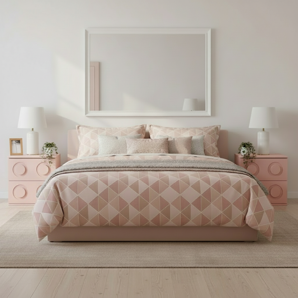 Nella Pink Bedside Table Nightstand with Two Drawers Storage Cabinet