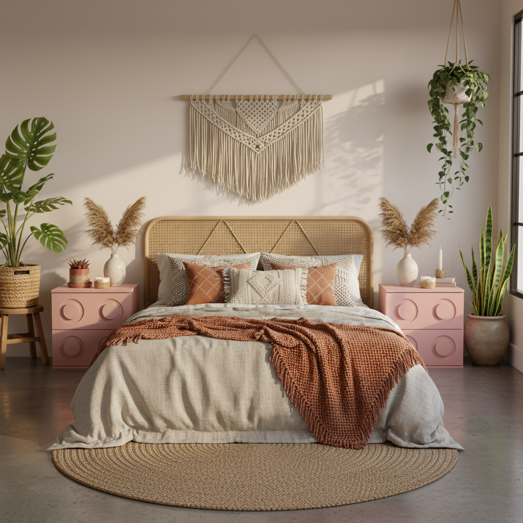 Nella Pink Bedside Table Nightstand with Two Drawers Storage Cabinet The Nest Trading Company