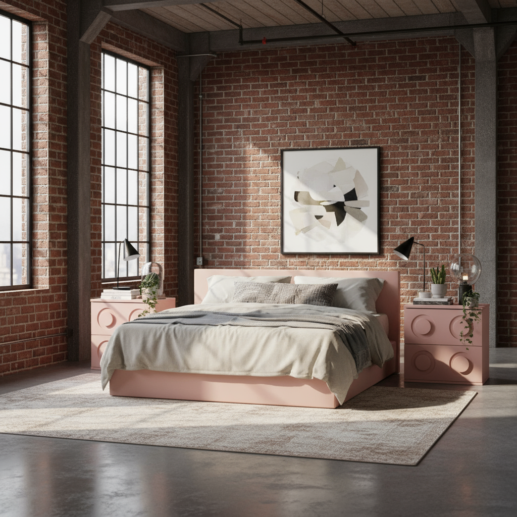 Nella Pink Bedside Table Nightstand with Two Drawers Storage Cabinet