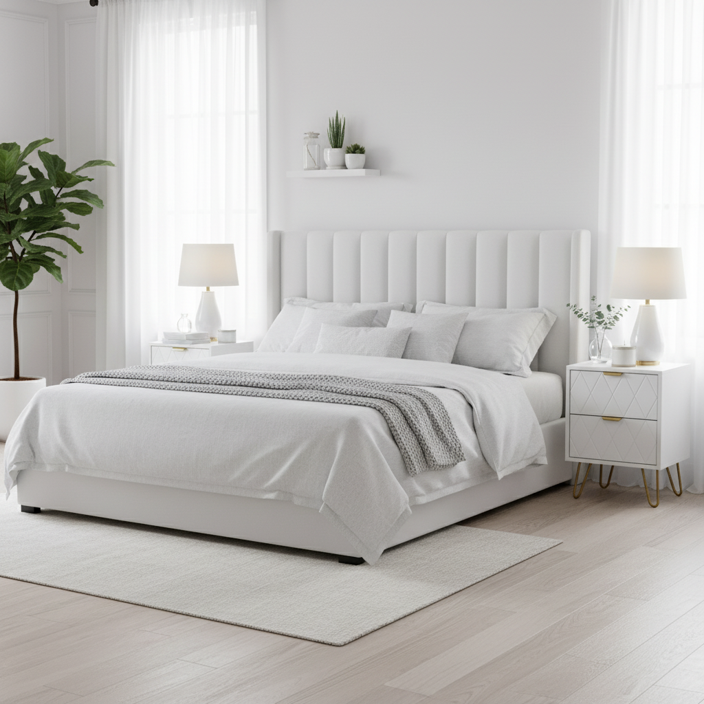 Kiara White and Gold Metal Bedside Table Nightstand with Two Drawers