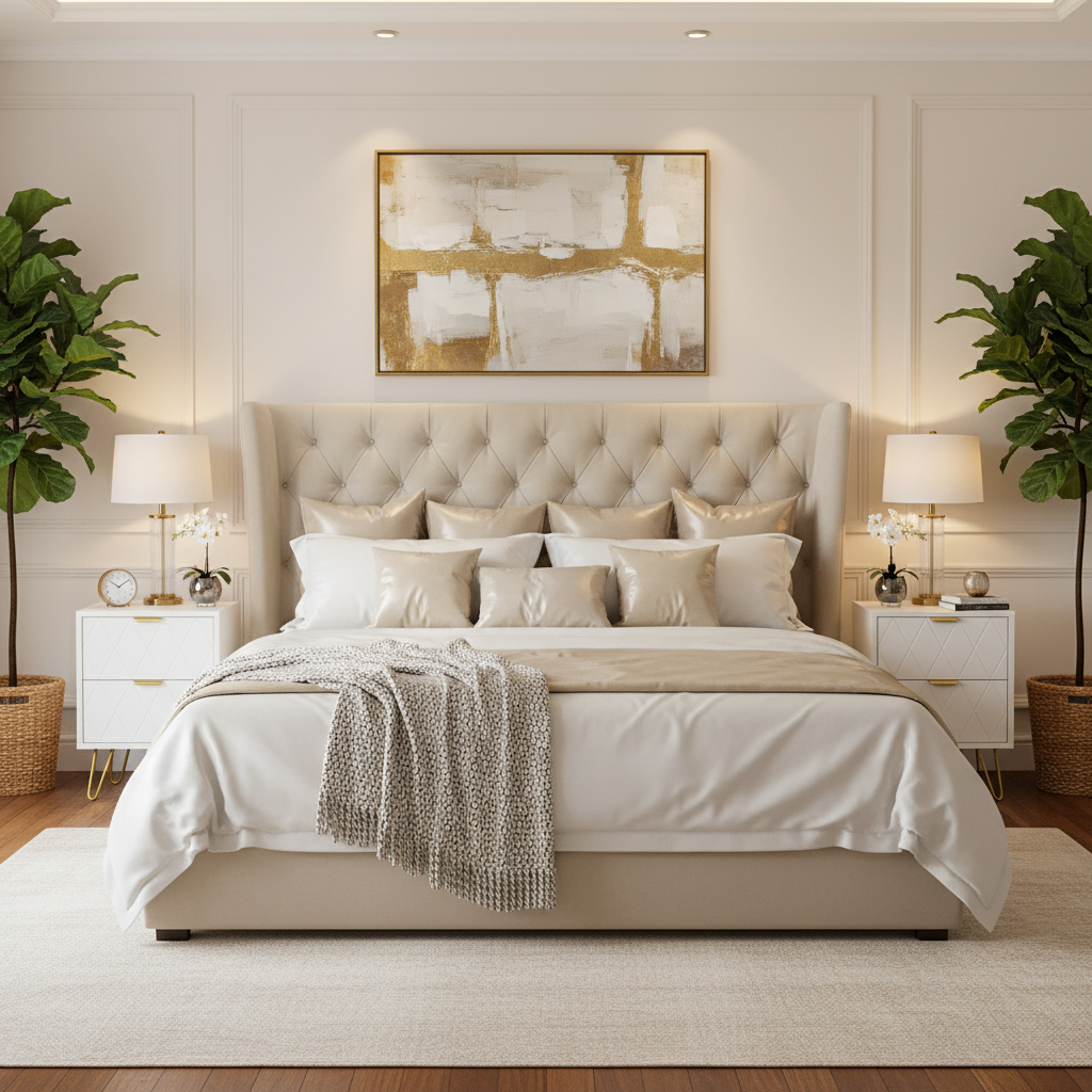 Kiara White and Gold Metal Bedside Table Nightstand with Two Drawers