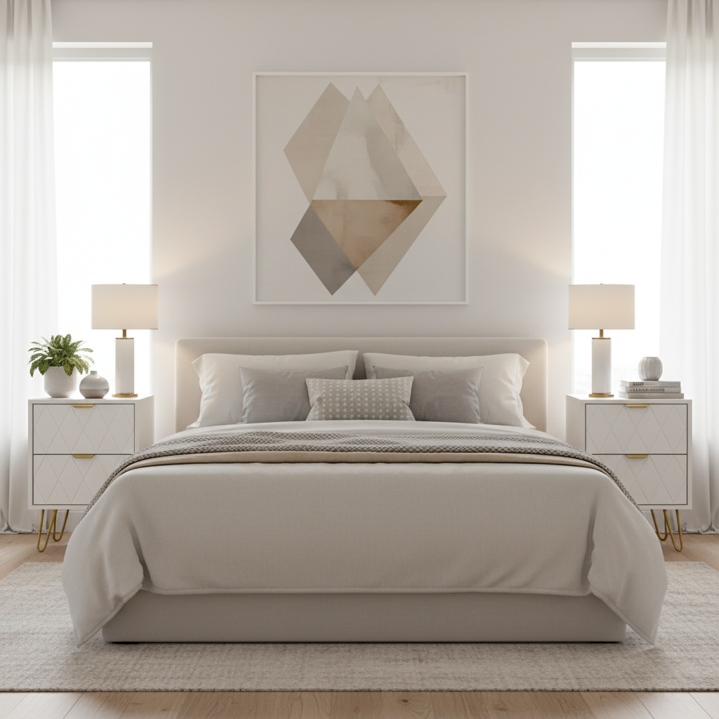 Kiara White and Gold Metal Bedside Table Nightstand with Two Drawers