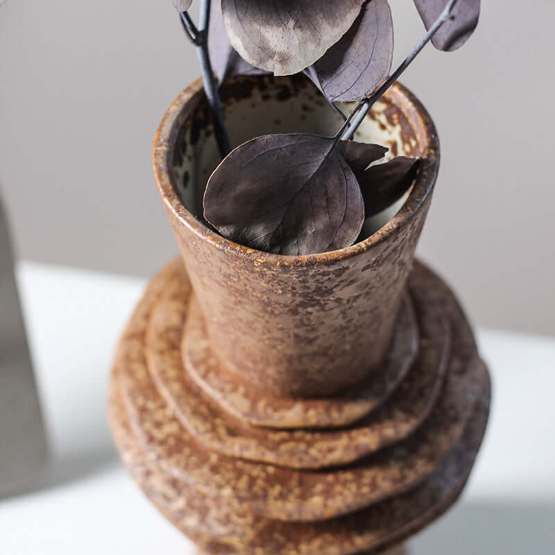 Ceramic Vase With Special-Shaped Flower Holder.