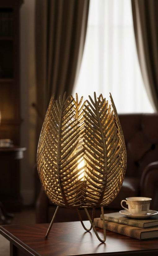 Gold Leaf Table Lamp 19x31cm The Nest Trading Company