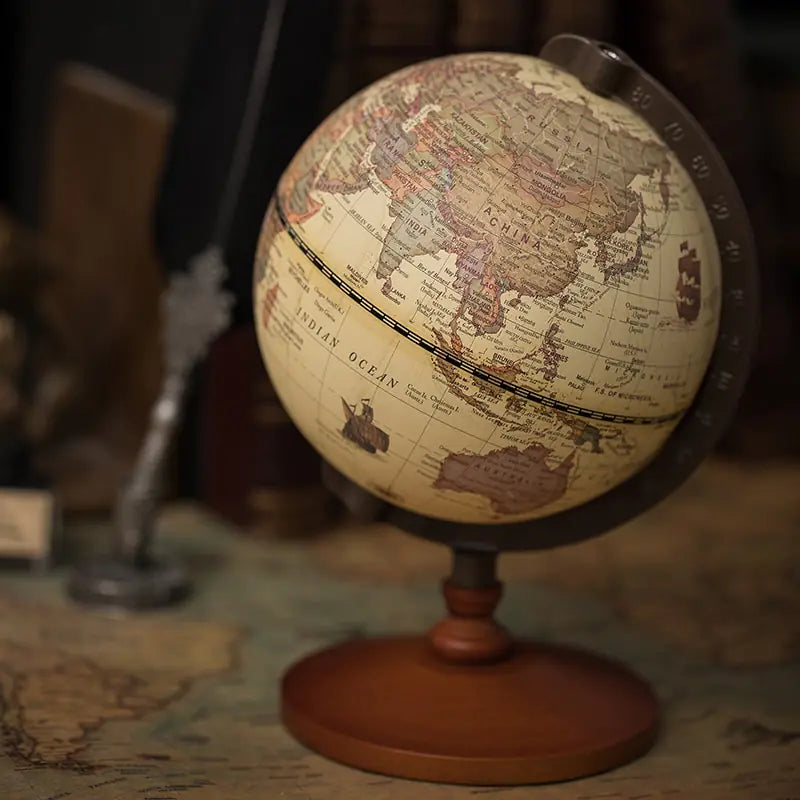 Vintage English Globe with Wooden Base