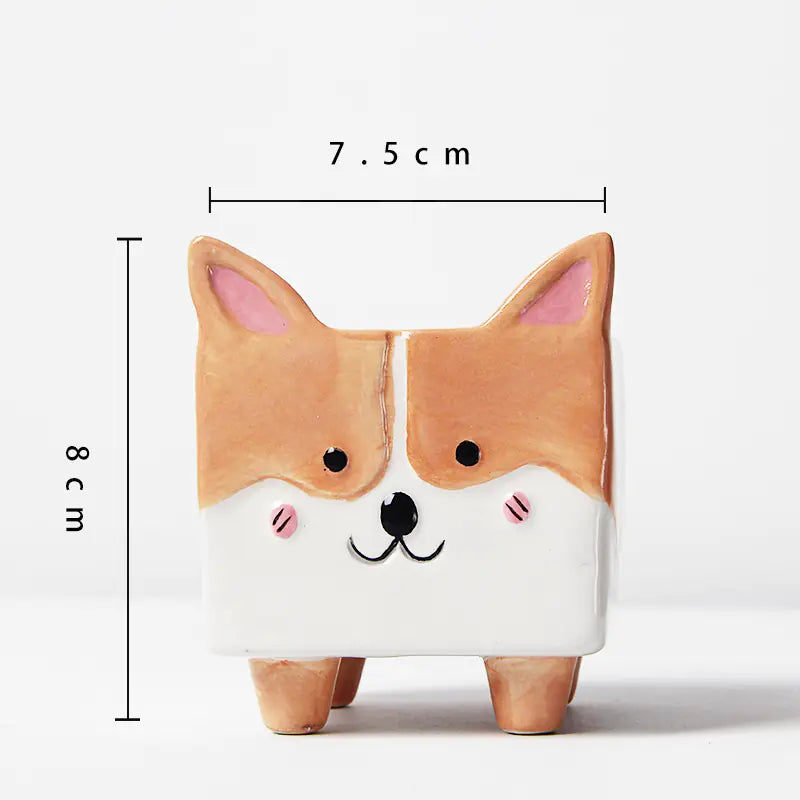 Corgi Ceramic Animal Planter for Succulents