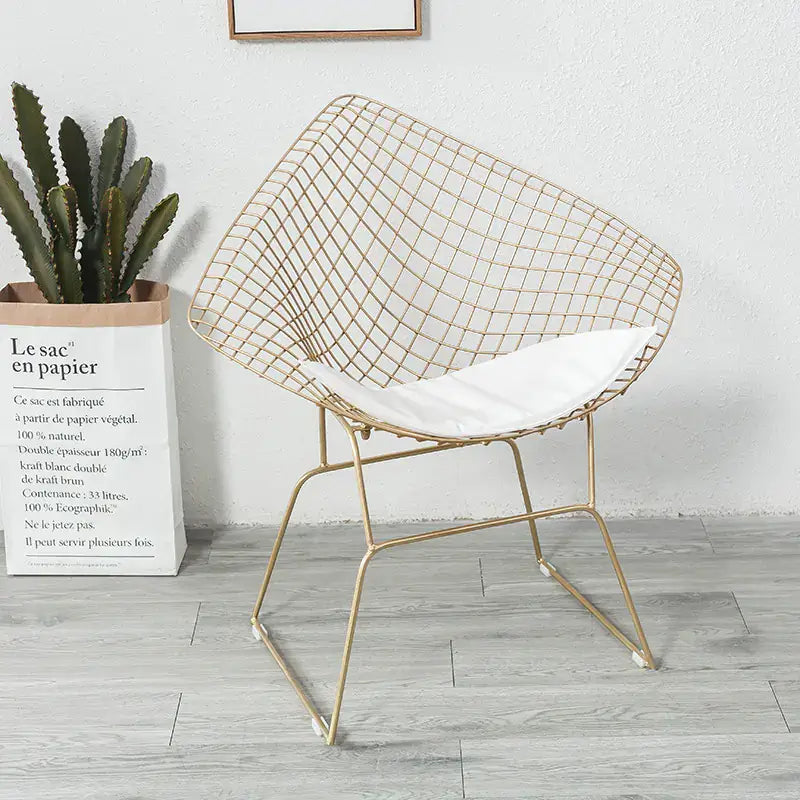 Nordic Style Iron Stool with Backrest in Gold - The Nest Trading Company