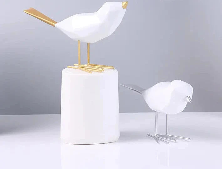 Nordic Gold and Silver Bird Craft Decor for Home - The Nest Trading Company