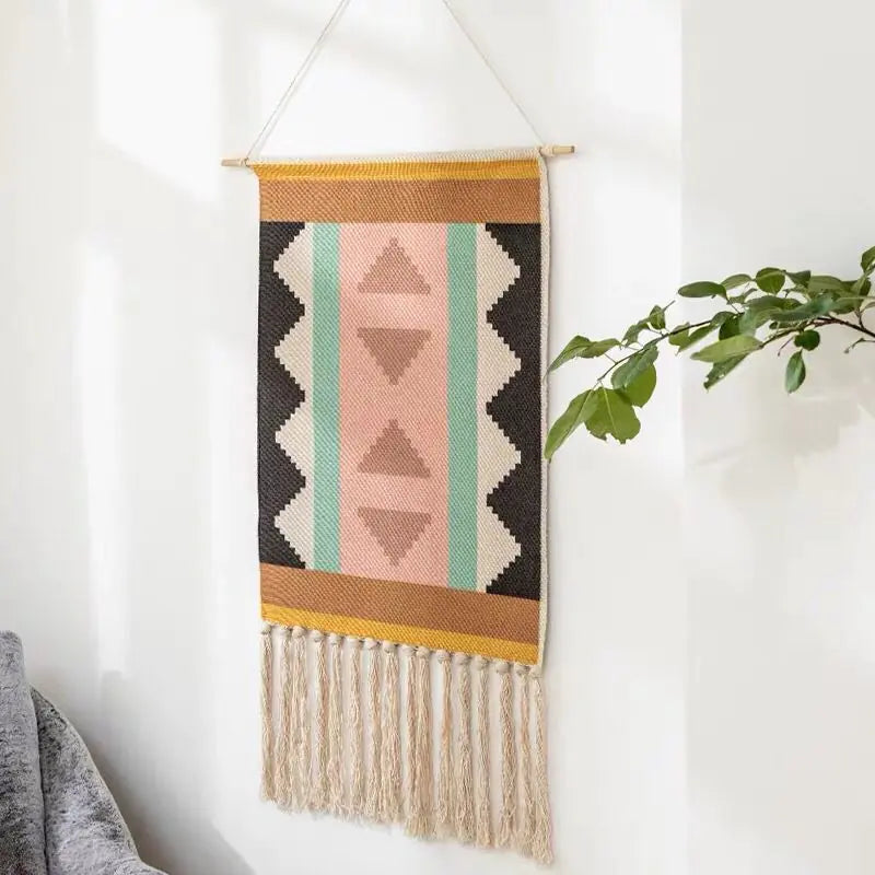 Bohemian Nordic Handmade Tapestry with Tassels