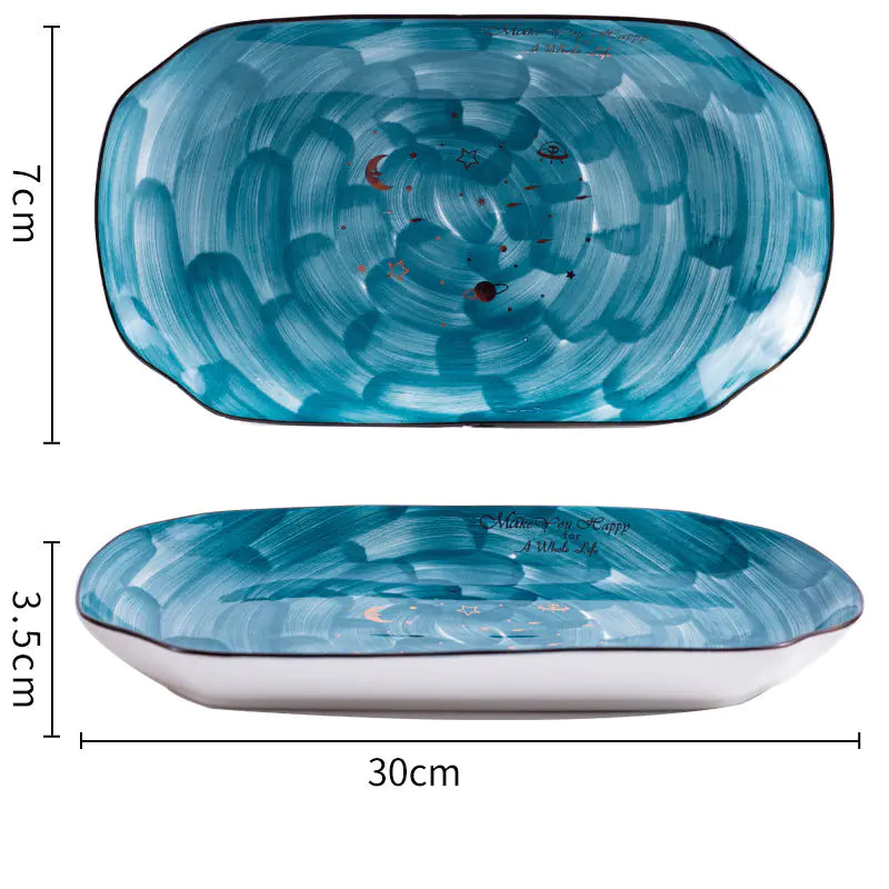 Nordic Hand-Painted Ceramic Starry Sky Bowl Or Set