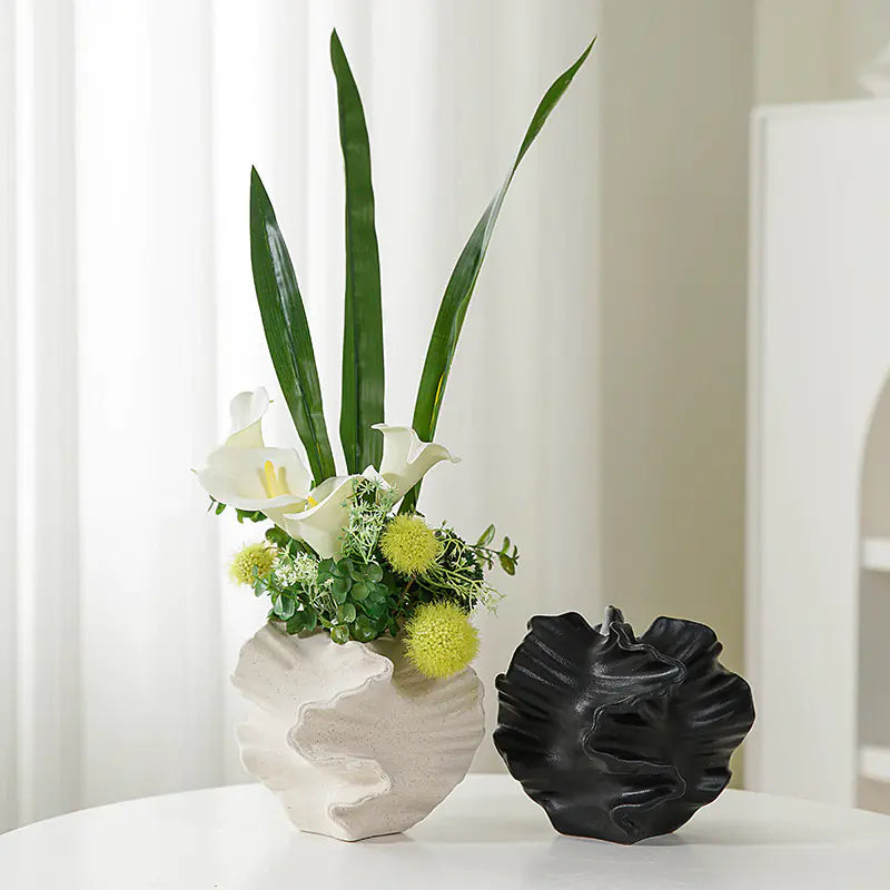 European White Ceramic Vase for Dried Flowers