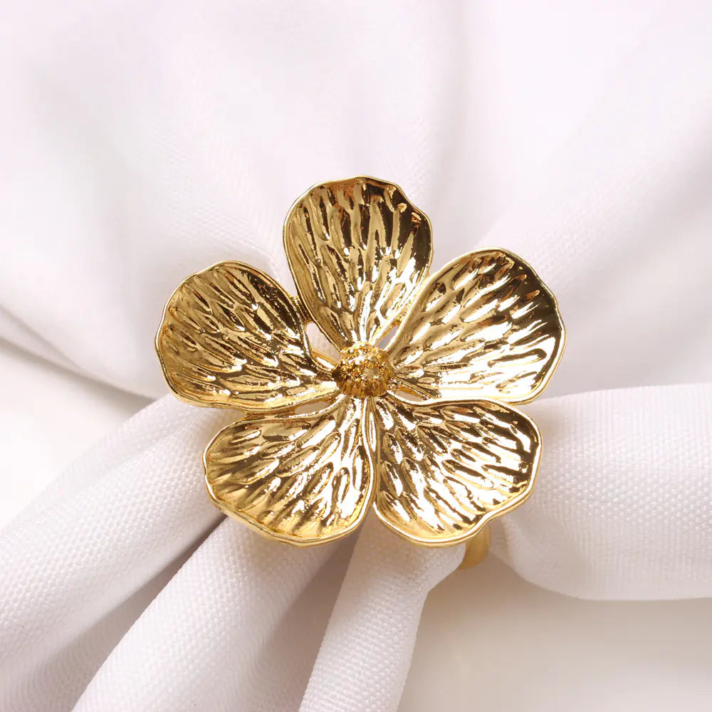 New White Floral Napkin Ring with Five Petals