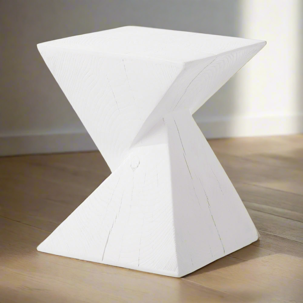 Magnesium Cement Side Table Terrazzo White