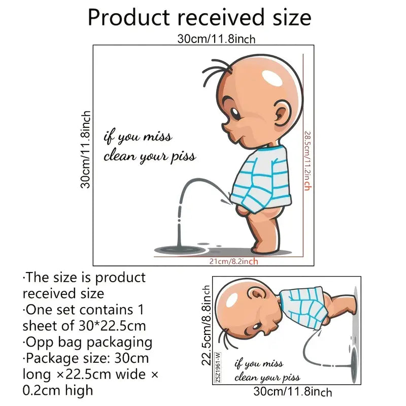 Cartoon Toilet Warning Sticker