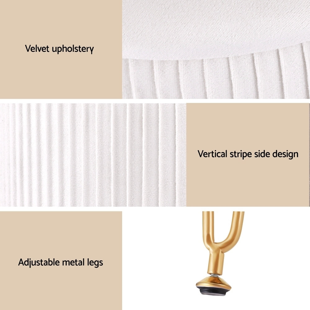 Artiss Ottoman Storage Foot Stool Vanity Velvet Round White.