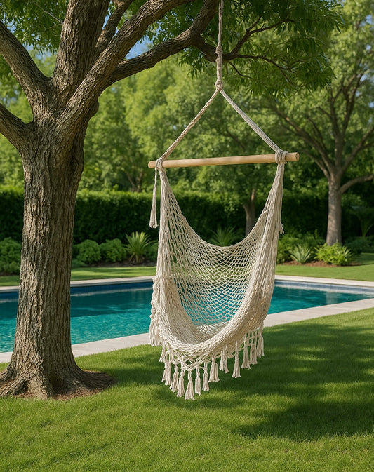 Garden Hammock Chair Swing - Mesh Cream.
