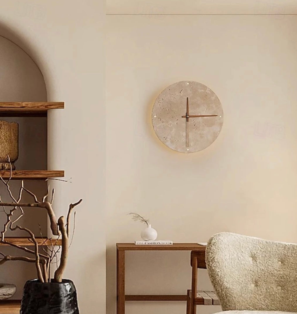 Wabi-Sabi Yellow Stone Wall Lamp Clock - LED