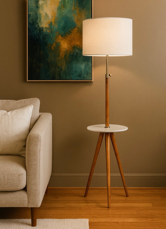 Adjustable Bamboo Tripod Floor Lamp – Stylish & Eco-Friendly Lighting.