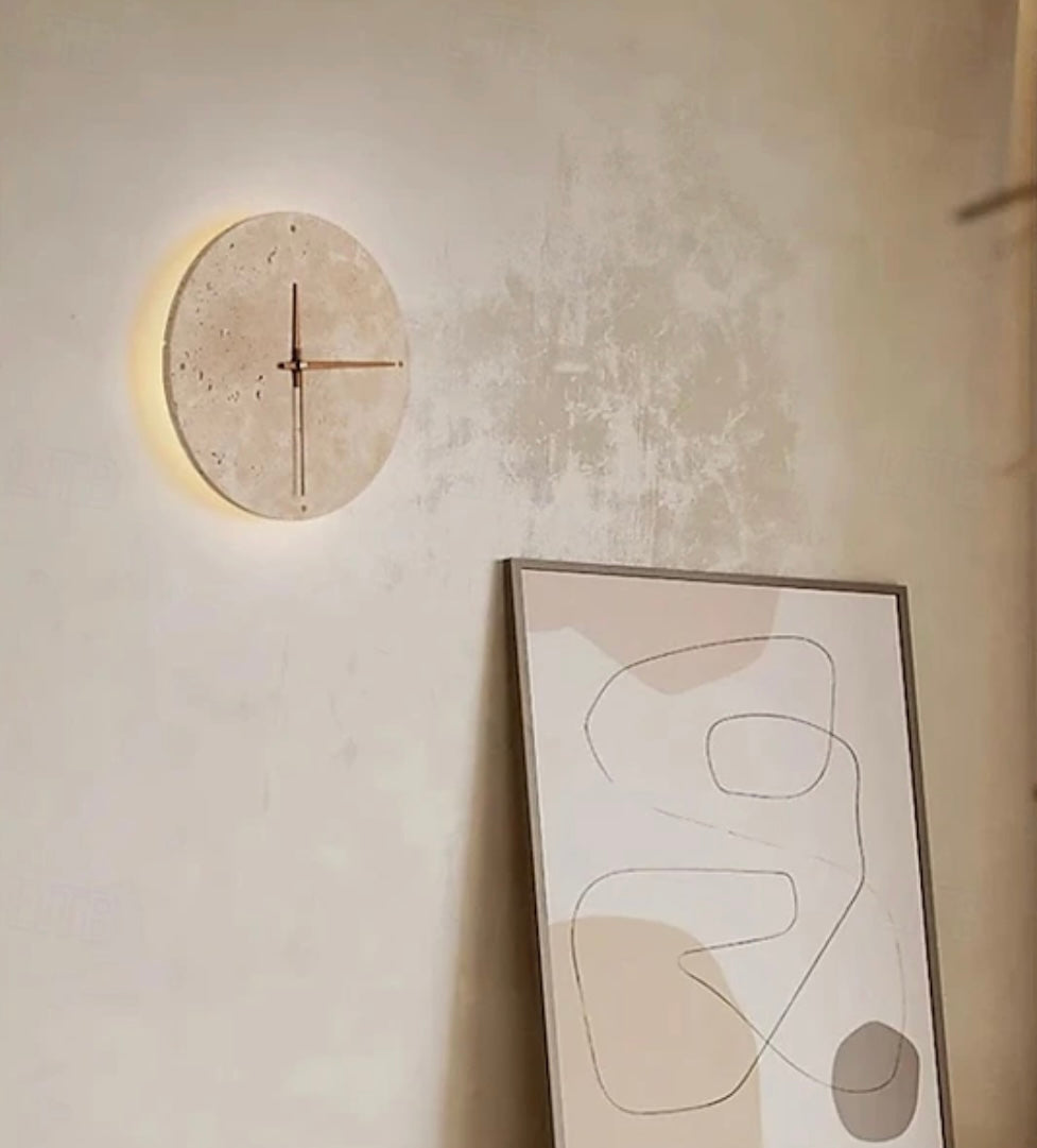 Wabi-Sabi Yellow Stone Wall Lamp Clock - LED