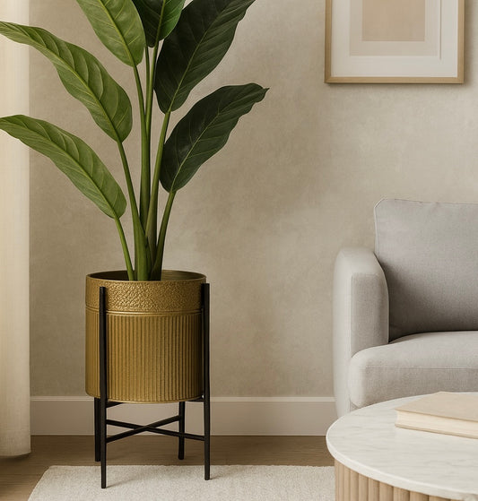 2x Rex Gold Planters - Large & Small.