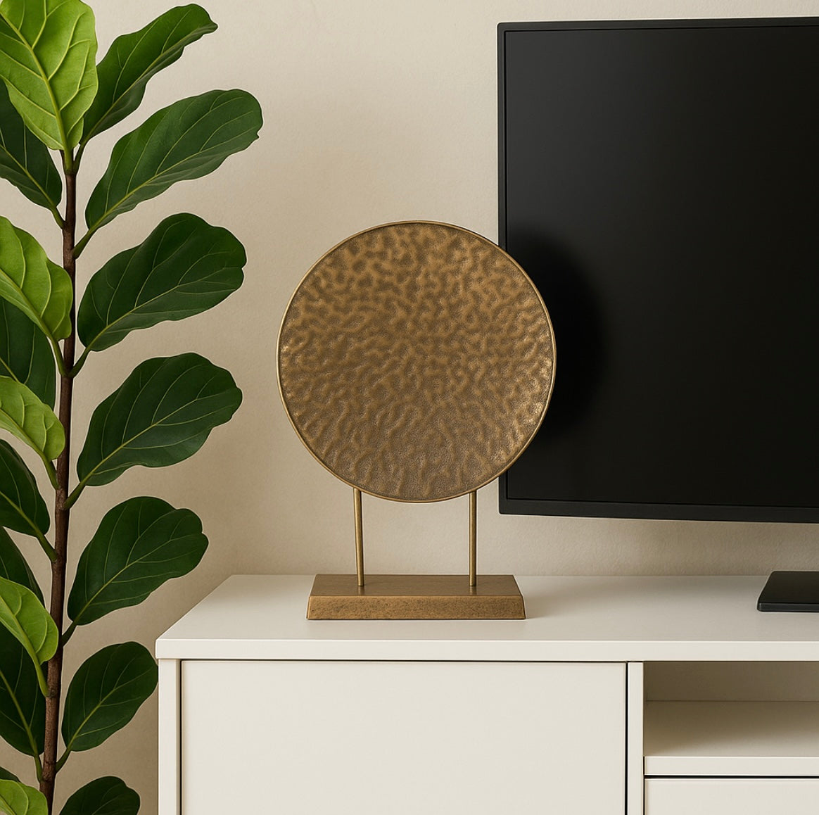 Round Pressed Gold Table Decor - Gold.