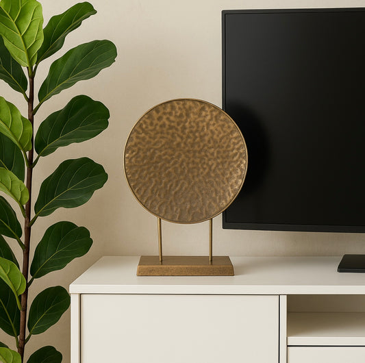 Round Pressed Gold Table Decor - Gold.