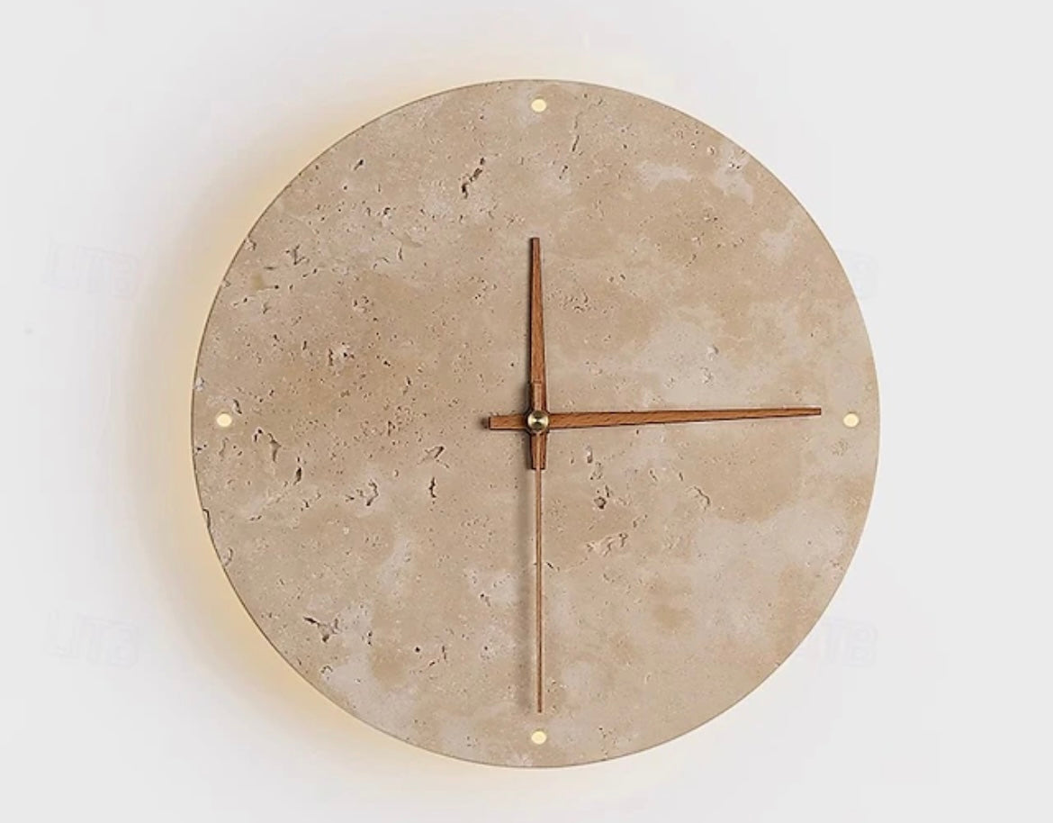 Wabi-Sabi Yellow Stone Wall Lamp Clock - LED