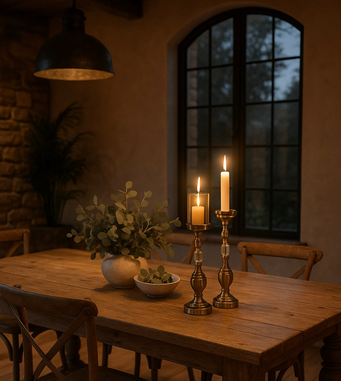 Vintage Duo Set Of Metal Candle Holders - The Nest Trading Company