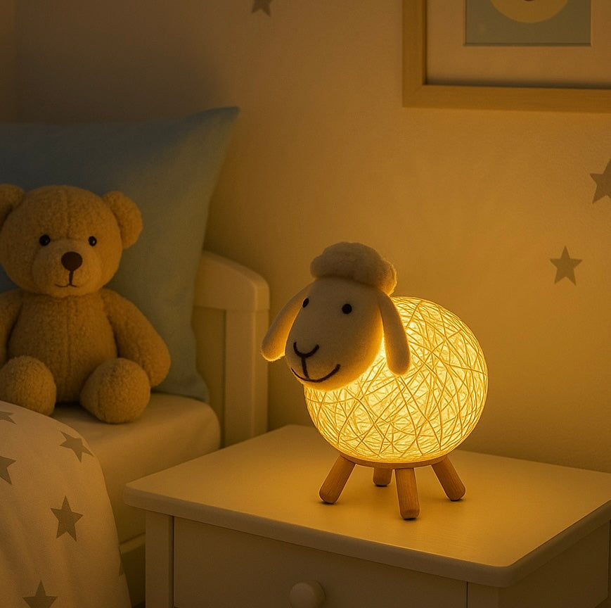 Nordic-Style Sheep Night Light - Warm Romantic Bedroom Lamp.