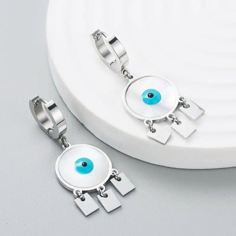 Titanium Steel Earrings with Shell Design, Colorfast