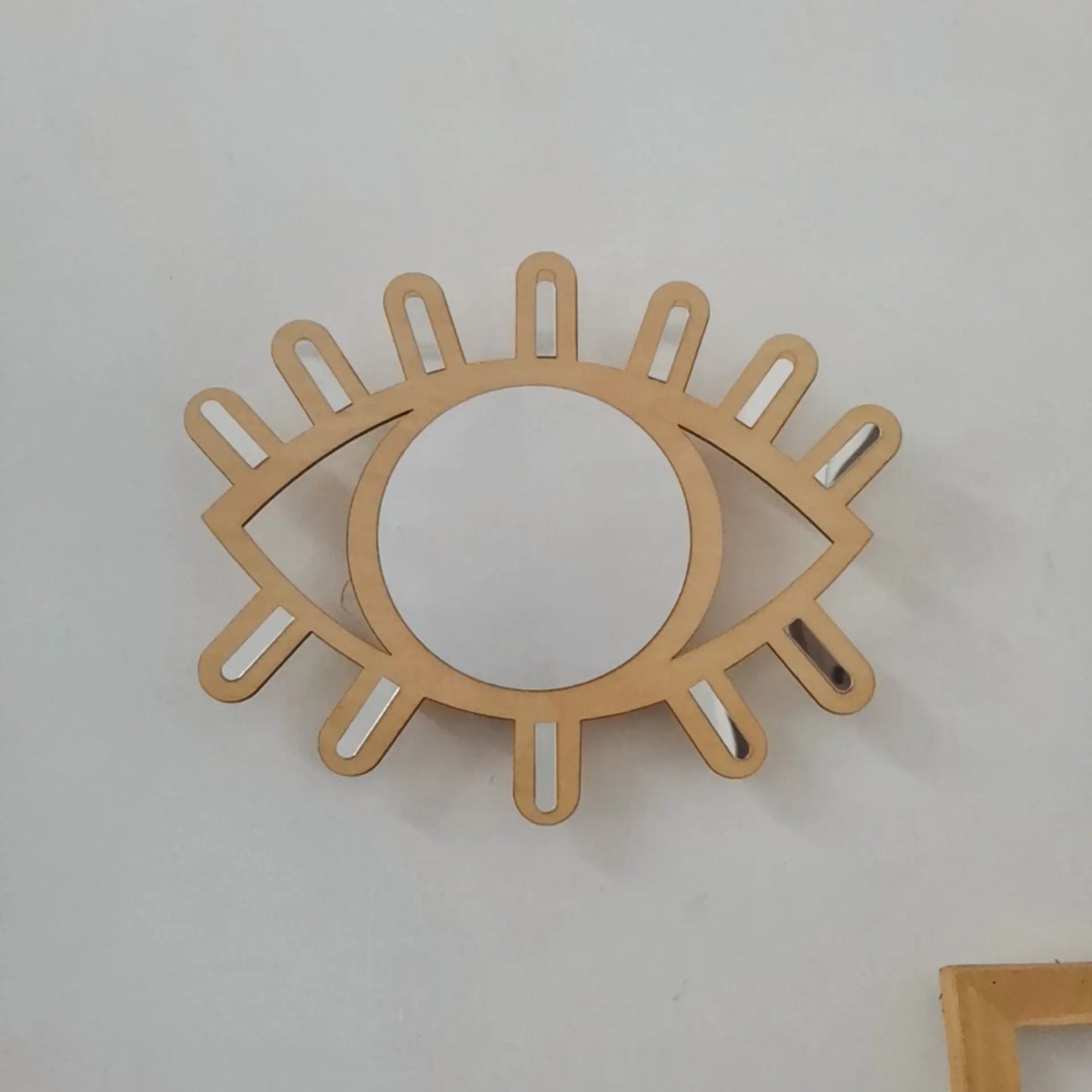 Nordic Wooden Eye-Shaped Wall Mirror