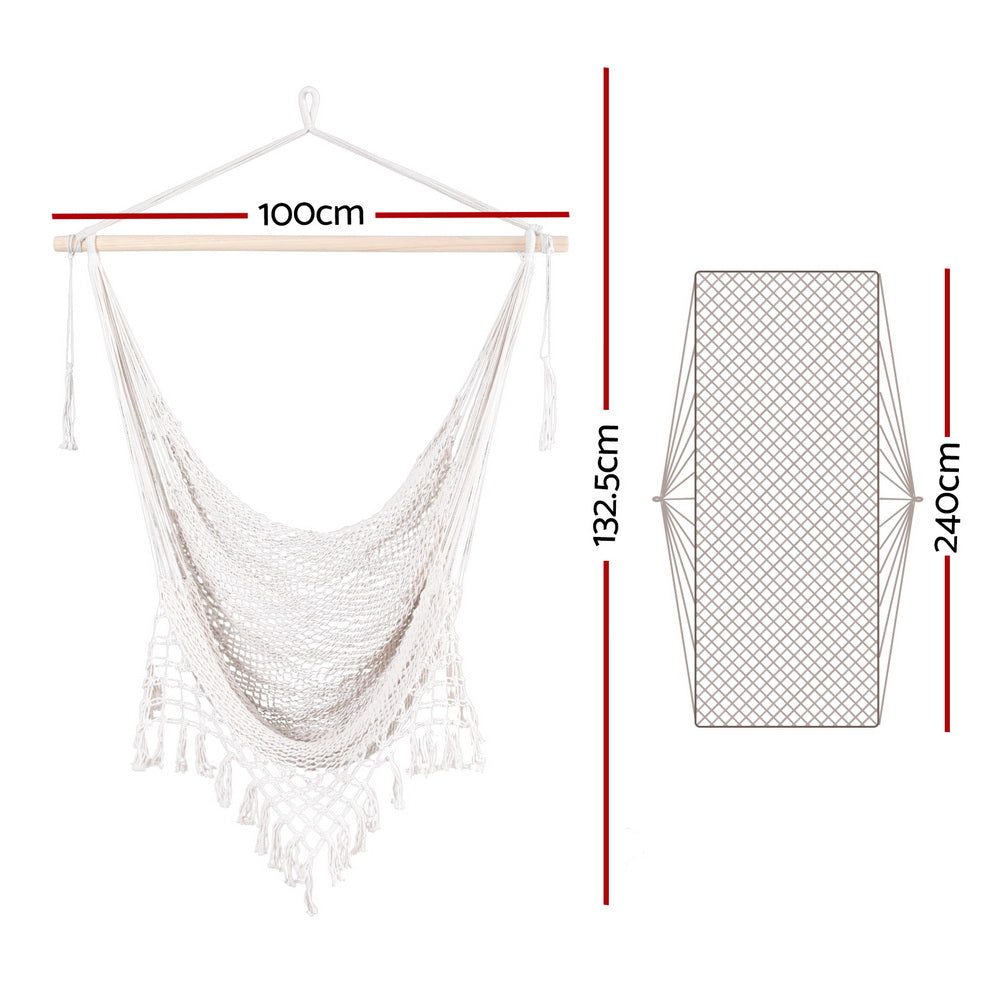 Garden Hammock Chair Swing - Mesh Cream.