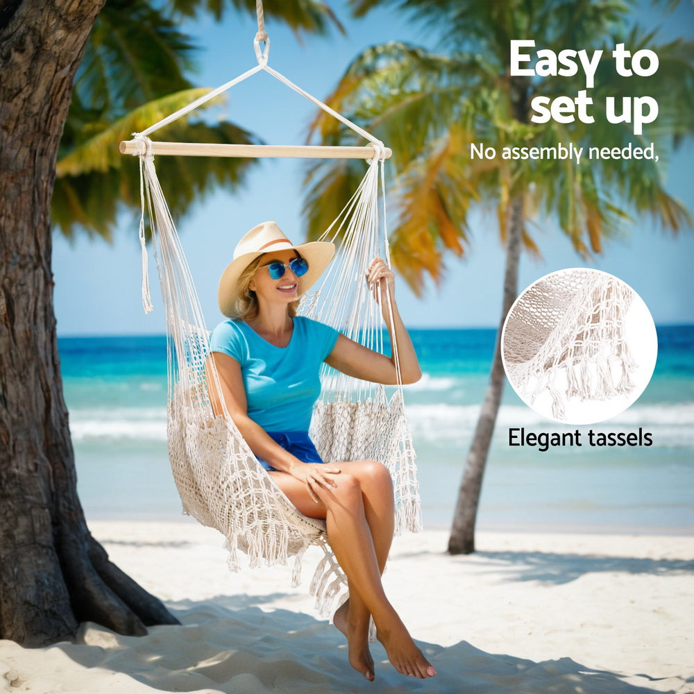 Garden Hammock Chair Swing - Mesh Cream.